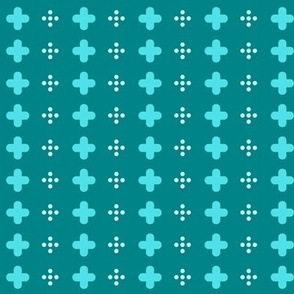 swiss crosses and dots on teal | tiny