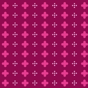swiss crosses and dots on cerise | tiny
