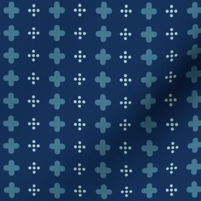 swiss crosses and dots on prussian blue | tiny