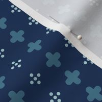 swiss crosses and dots on prussian blue | tiny