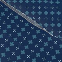 swiss crosses and dots on prussian blue | tiny