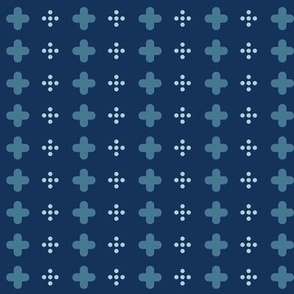 swiss crosses and dots on prussian blue | tiny