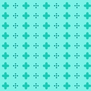 swiss crosses and dots on turquoise | tiny