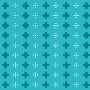 swiss crosses and dots on arctic blue | tiny