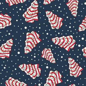 Medium Scale Christmas Tree Frosted Snack Cakes on Navy