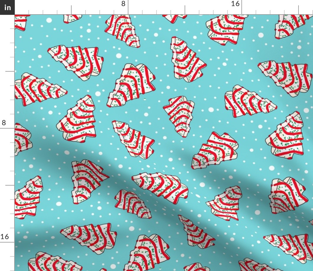 Large Scale Christmas Tree Frosted Snack Cakes on Blue