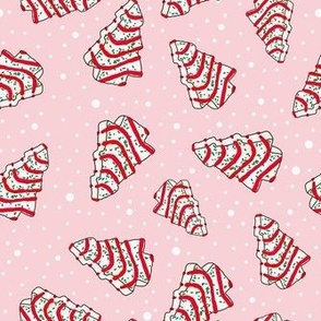 Medium Scale Christmas Tree Frosted Snack Cakes on Pink