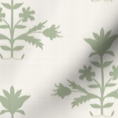 Tulip Print Sherwood Green on DOUBLE HATCHED Cream copy