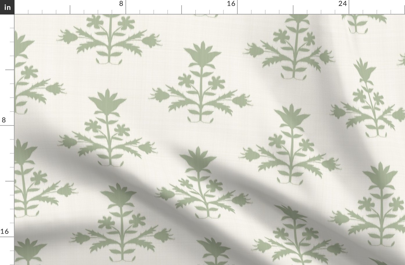 Tulip Print Sherwood Green on DOUBLE HATCHED Cream copy