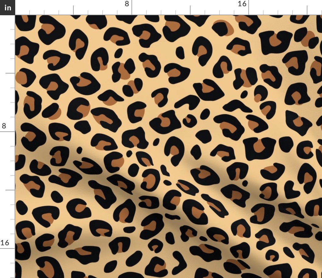 Large Classic Tan and Black Leopard Fur Spots 