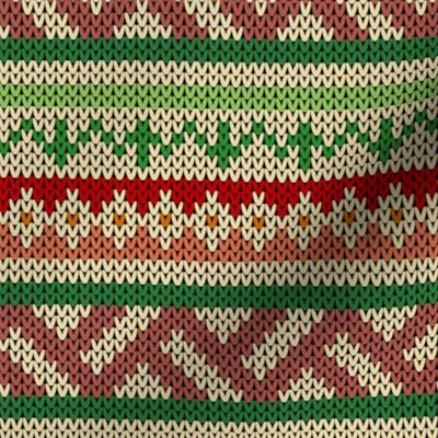 Three Fair Isle Bands in Green and Browns