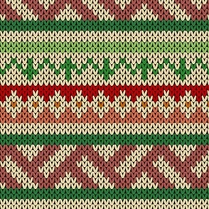 Three Fair Isle Bands in Green and Browns