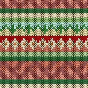 Three Fair Isle Bands in Green and Browns and Multi