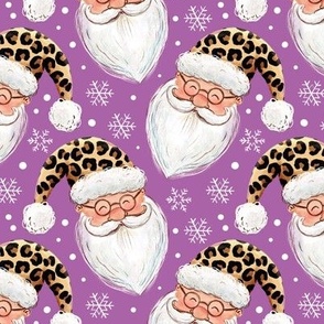 Santa with leopard print hat purple WB22