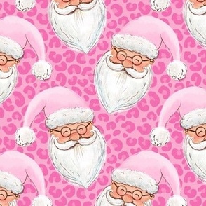 Santa with pink hat leopard pink print WB22