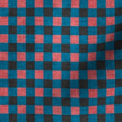 Wrapping - Plaid - Dark Teal, Dusty Rose, Black - 073d47, d9617a