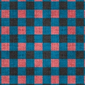 Wrapping - Plaid - Dark Teal, Dusty Rose, Black - 073d47, d9617a