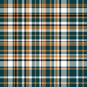 Wrapping - Plaid - Dark Teal, Bright Ochre, White, Black - e28b3b, 073d47