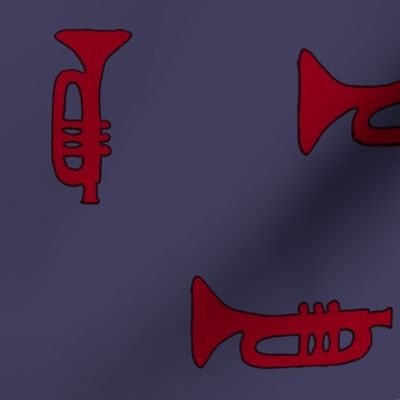 Bright Red Trumpets on Blue