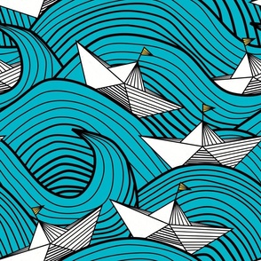 Origami waves (blue teal)