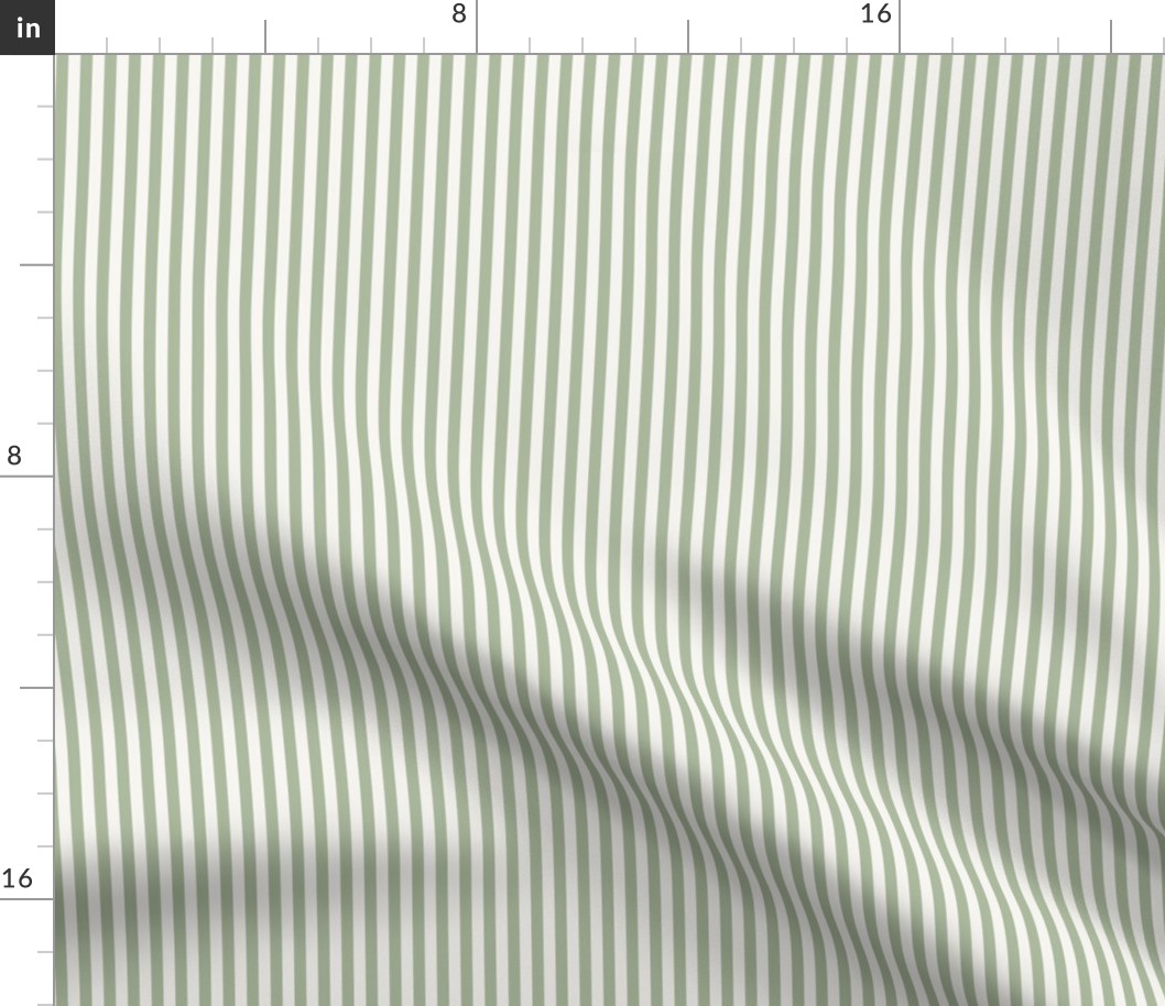 Candy Stripe Quiet Green on Cream