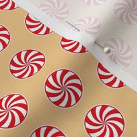 Red and White Peppermint Christmas Candy Swirls on Antique Gold