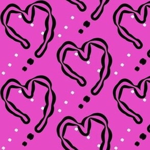 Bright pink plaid hearts - large