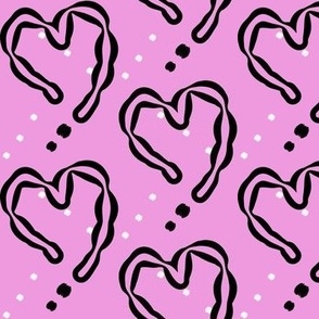 Pink plaid hearts - large