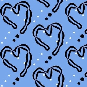 Blue plaid hearts - large