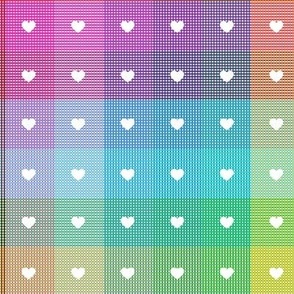 Vibrant rainbow print with hearts - gingham and color pops - large print 