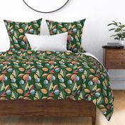 Fallen Leaves in Multicolor on Dark Green-01