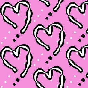 Pink plaid white hearts - large