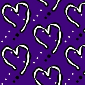Purple plaid  white hearts - large 