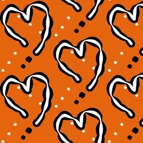 Orange plaid white hearts - large