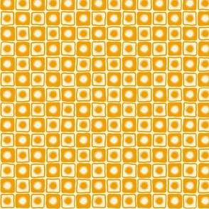 Medium scale marigold orange checks and dots