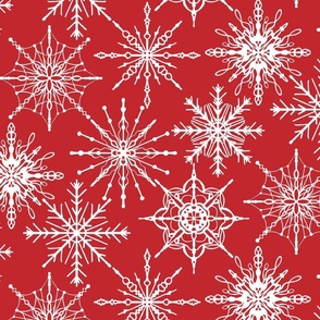 Scattered Snowflakes red