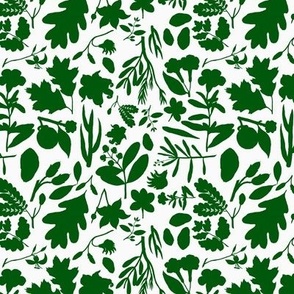 Forest Floor Botanical in Green on White