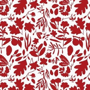 Forest Floor Botanical in Red on White