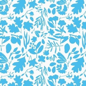 Forest Floor Botanical in Turquoise on White