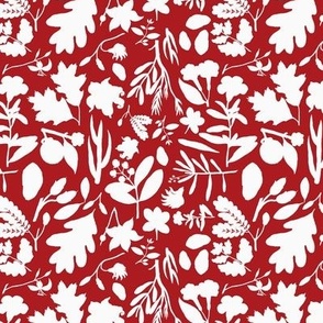 Forest Floor Botanical in White on Red