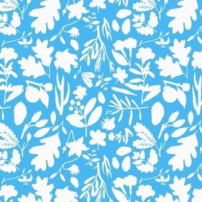 Forest Floor Botanical in White on Turquoise