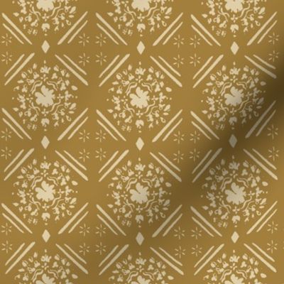 Faux Tile - Global Inspired - Tiled -  Golden Yellow - Geometric