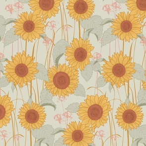 Vincents Sunflowers | sage green | mustard grasses | 12"