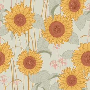 Vincents Sunflowers | sage green | mustard grasses | 18"