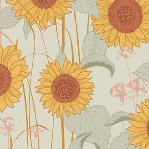 Vincents Sunflowers | sage green | mustard grasses | 24"