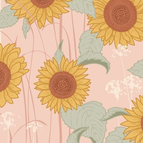 Vincents Sunflowers | pink | pink grasses | 24"