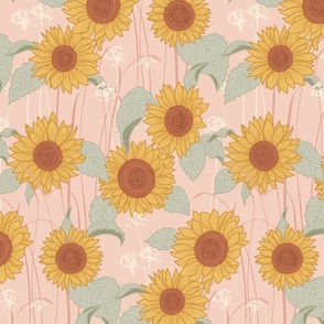 Vincents Sunflowers | pink | pink grasses | 12"