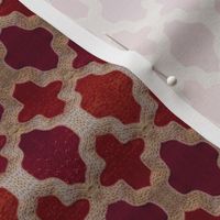 Shimmery Quatrefoil, Faux Metallic Deep Berry Red