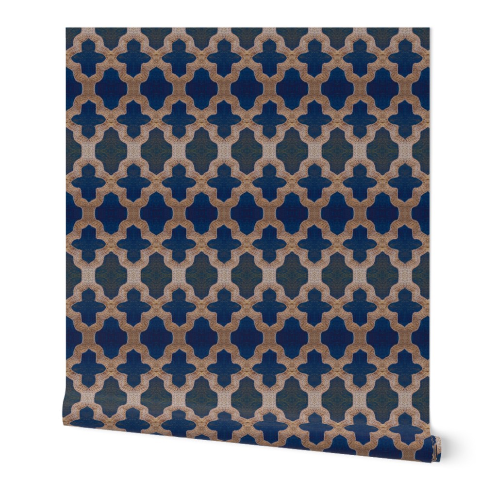 Navy and Royal Blue Quatrefoil