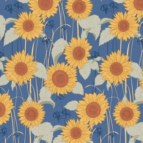Vincents Sunflowers _ blue _ yellow grasses _ 12"